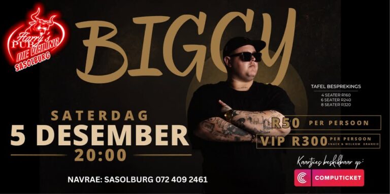 BIGGY LIVE @ Die Veiling Sasolburg event poster